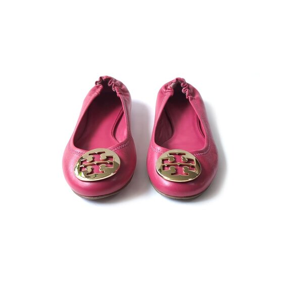 Tory Burch Size 7.5 Hot Pink Leather Reva Ballets - Picture 5 of 9